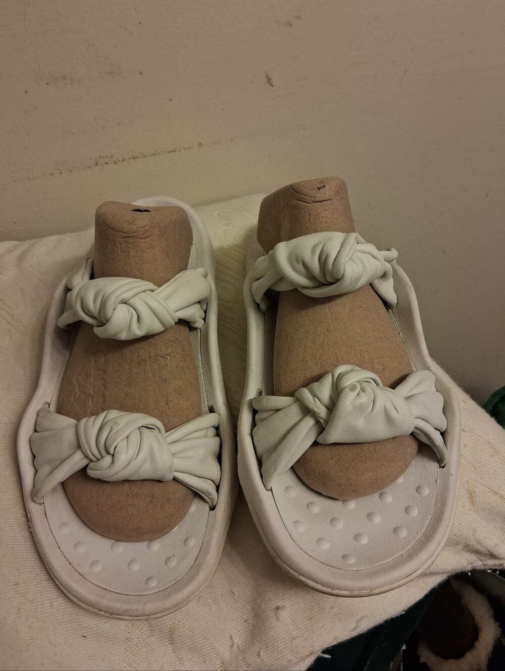 Women's White POLO Knotted Slide Sandals